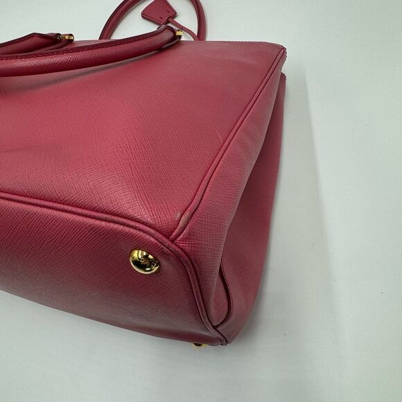 Auth Prada Pink Saffiano Leather Double Zipper Lux Galleria Tote Bag - Picture 8 of 13